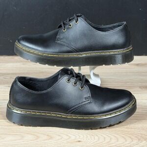 Dr Martens Zavala lo Shoes Mens Size 7 Black Leather Womens 8 Derby 3-Eye